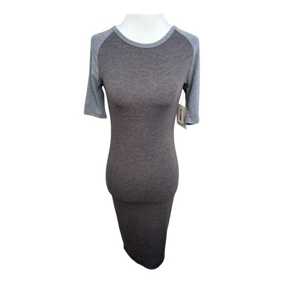 NEW LuLaRoe‎ Julia Dress XXS Gray Knee Length Form-Fitting Raglan Sleeves NWT - Picture 1 of 6